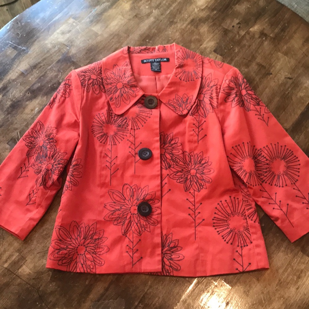 Scott Taylor Rust Flower Embroidered Jacket